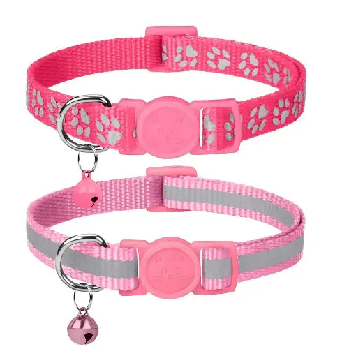 Taglory Reflective Cat Collar Breakaway with Bell, High Visibility Night Strip, Lightweight Adjustable Nylon Collar for Boy Girl Cats, 2 Pack by Taglory