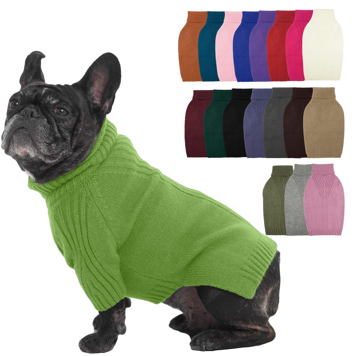 IECOii Dog Sweater,Thermal Knitted Dog Sweaters Turtleneck with Sleeve