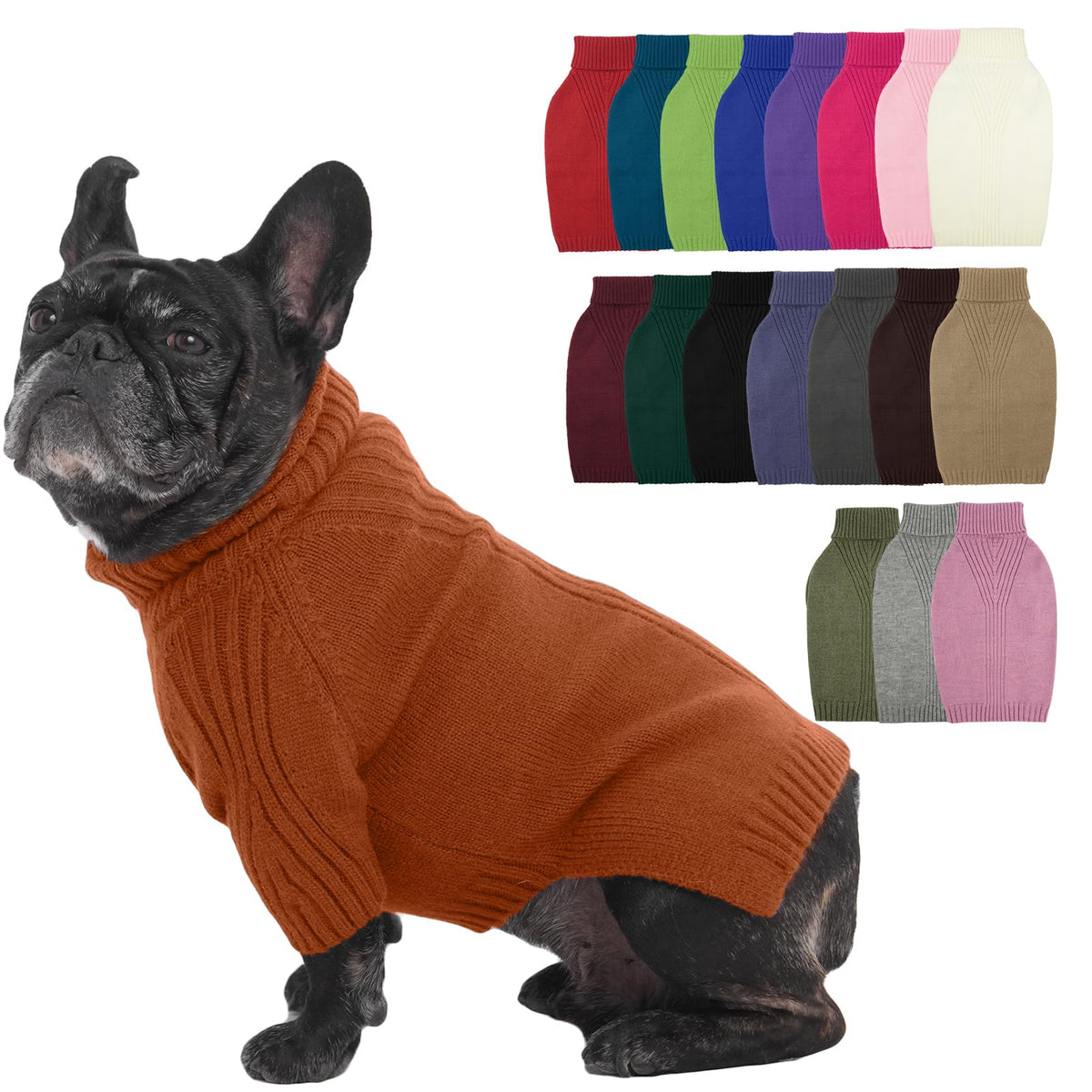 IECOii Dog Sweater,Thermal Knitted Dog Sweaters Turtleneck with Sleeve