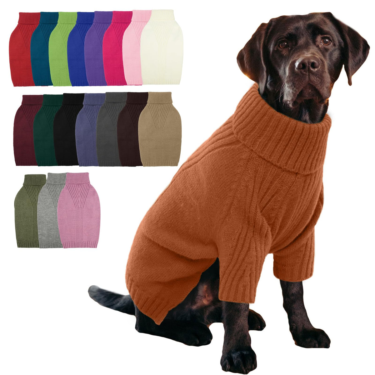 IECOii Dog Sweater,Thermal Knitted Dog Sweaters Turtleneck with Sleeve