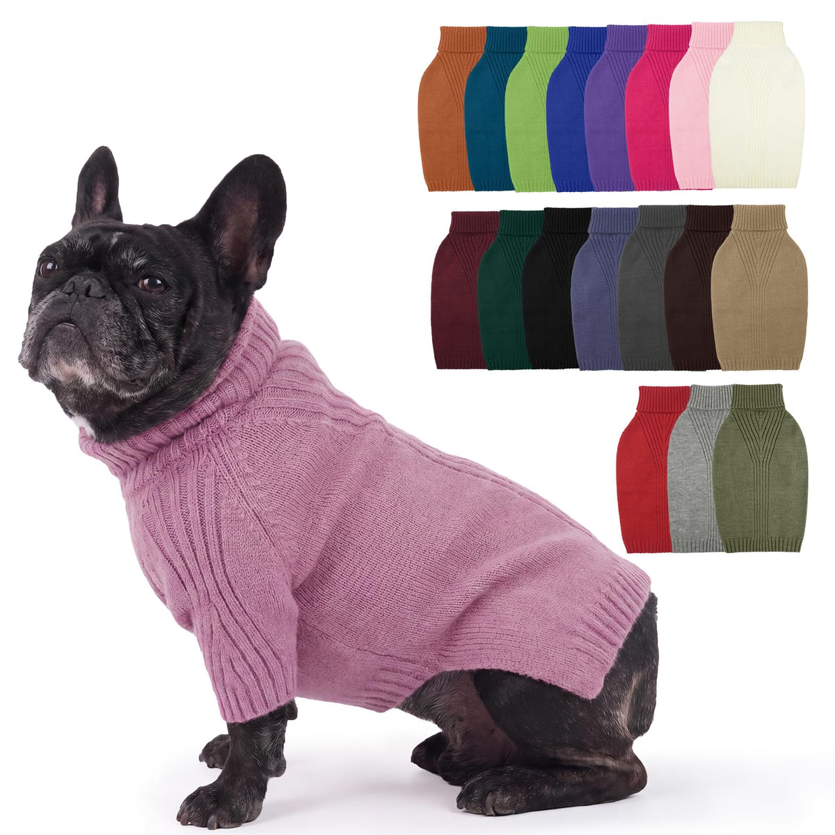 IECOii Dog Sweater,Thermal Knitted Dog Sweaters Turtleneck with Sleeve