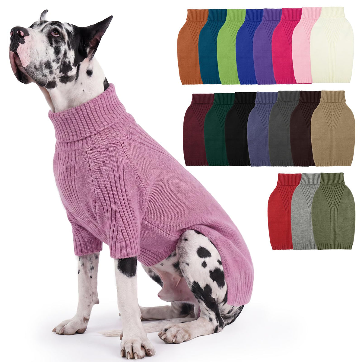 IECOii Dog Sweater,Thermal Knitted Dog Sweaters Turtleneck with Sleeve