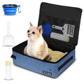 Petskd Portable Cat Travel Litter Box with Lid and 10 Disposable Liner Bags, Leak-Proof and Collapsible, Ideal for Cat Owners, Travelers, Small, Black Plastic Box by Petskd