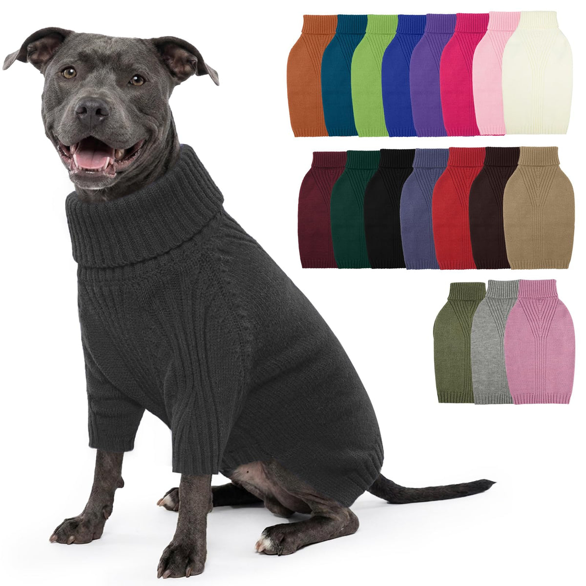 IECOii Dog Sweater,Thermal Knitted Dog Sweaters Turtleneck with Sleeve