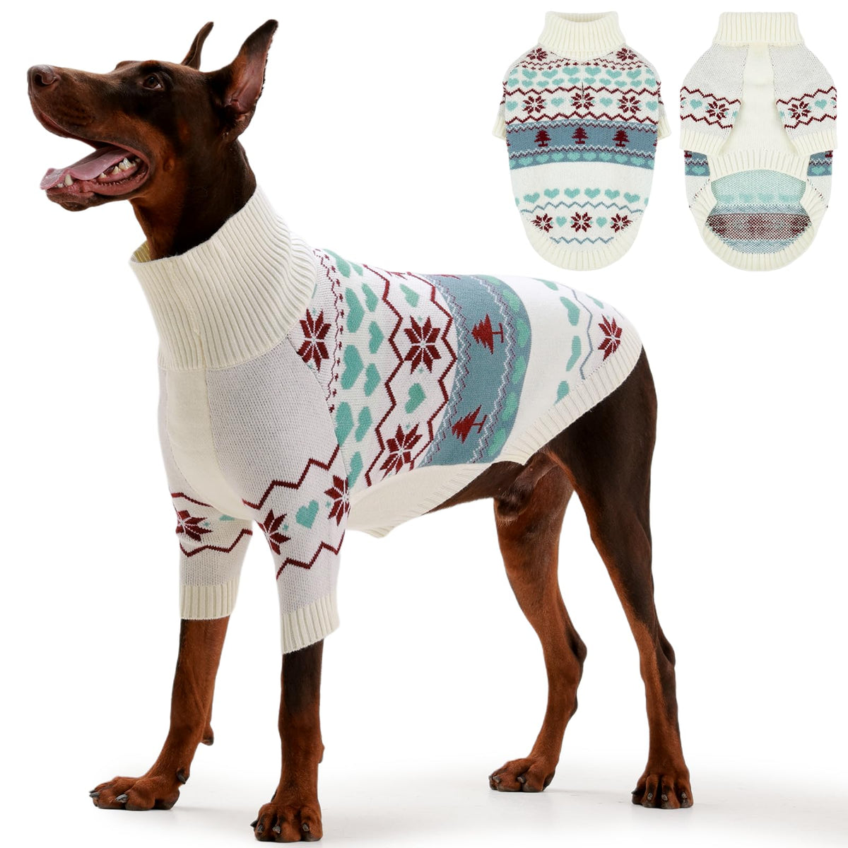 IECOii Dog Sweater,Thermal Knitted Dog Sweaters Turtleneck with Sleeve