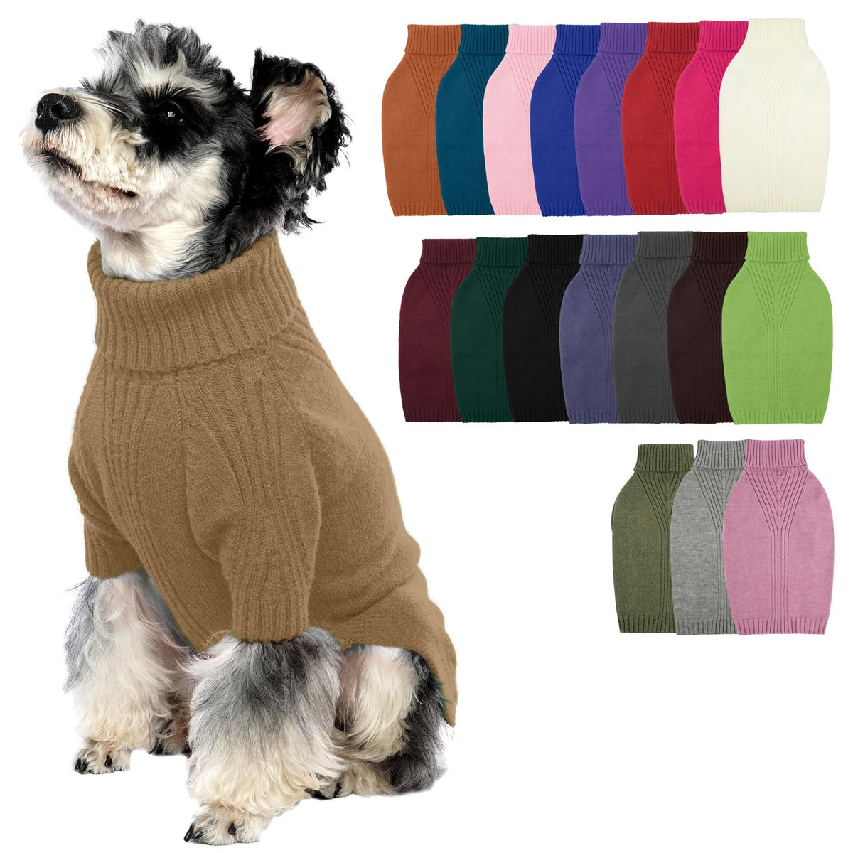 IECOii Dog Sweater,Thermal Knitted Dog Sweaters Turtleneck with Sleeve