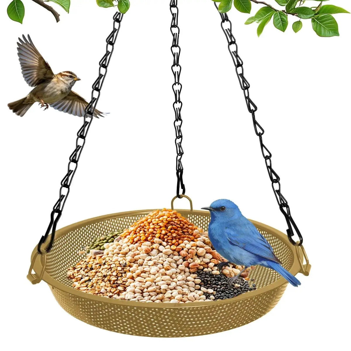 Hanging Bird Feeder, Metal Mesh Seed Tray Bird Feeders for Outdoors Garden Yard to Attract Wild Birds by VIHSIPR