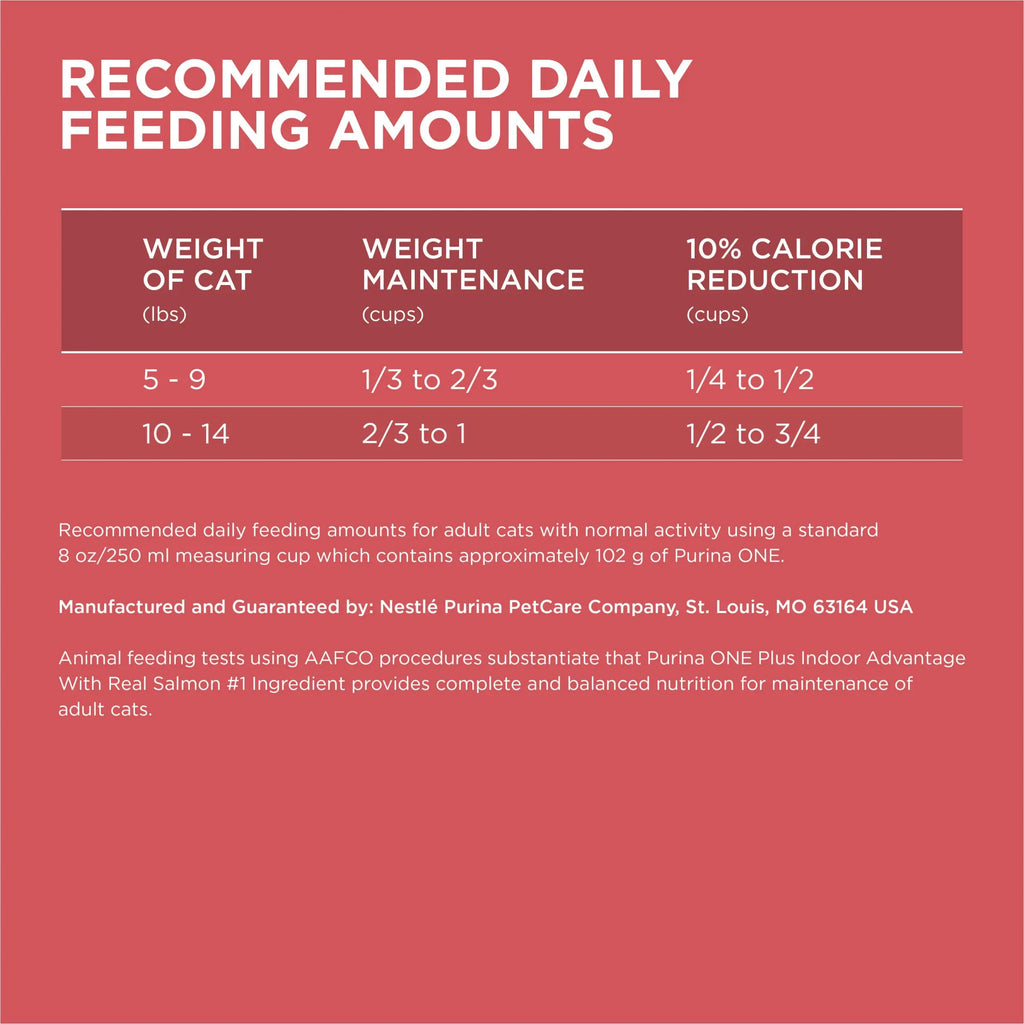 Purina ONE Natural Low Fat, Indoor Dry Weight Control High Protein Cat Food Plus Indoor Advantage with Real Salmon - 16 lb. Bag - FurrBaby Necessities