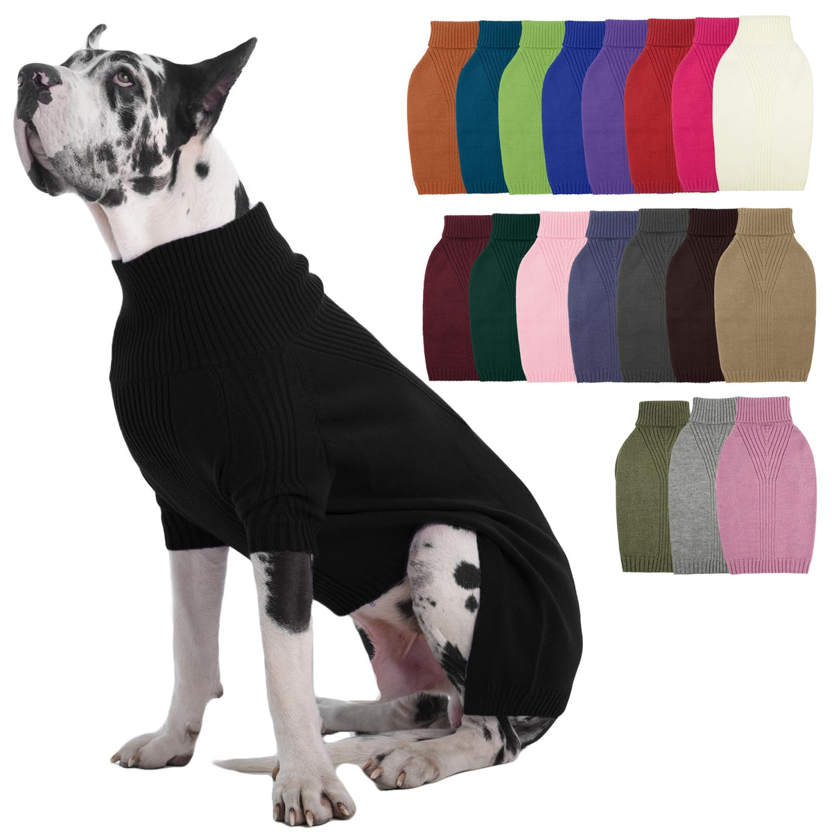 IECOii Dog Sweater,Thermal Knitted Dog Sweaters Turtleneck with Sleeve