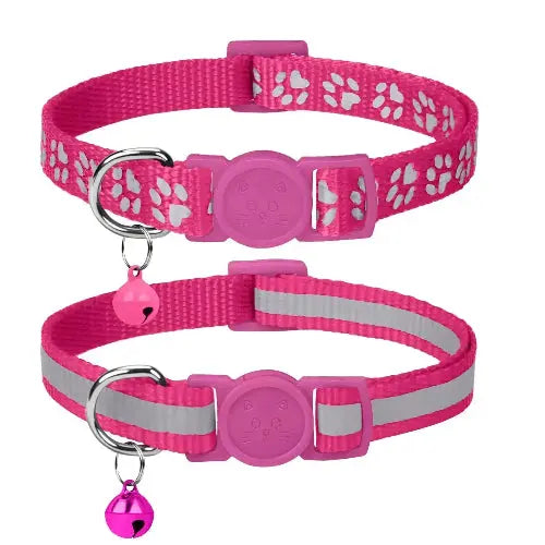 Taglory Reflective Cat Collar Breakaway with Bell, High Visibility Night Strip, Lightweight Adjustable Nylon Collar for Boy Girl Cats, 2 Pack by Taglory