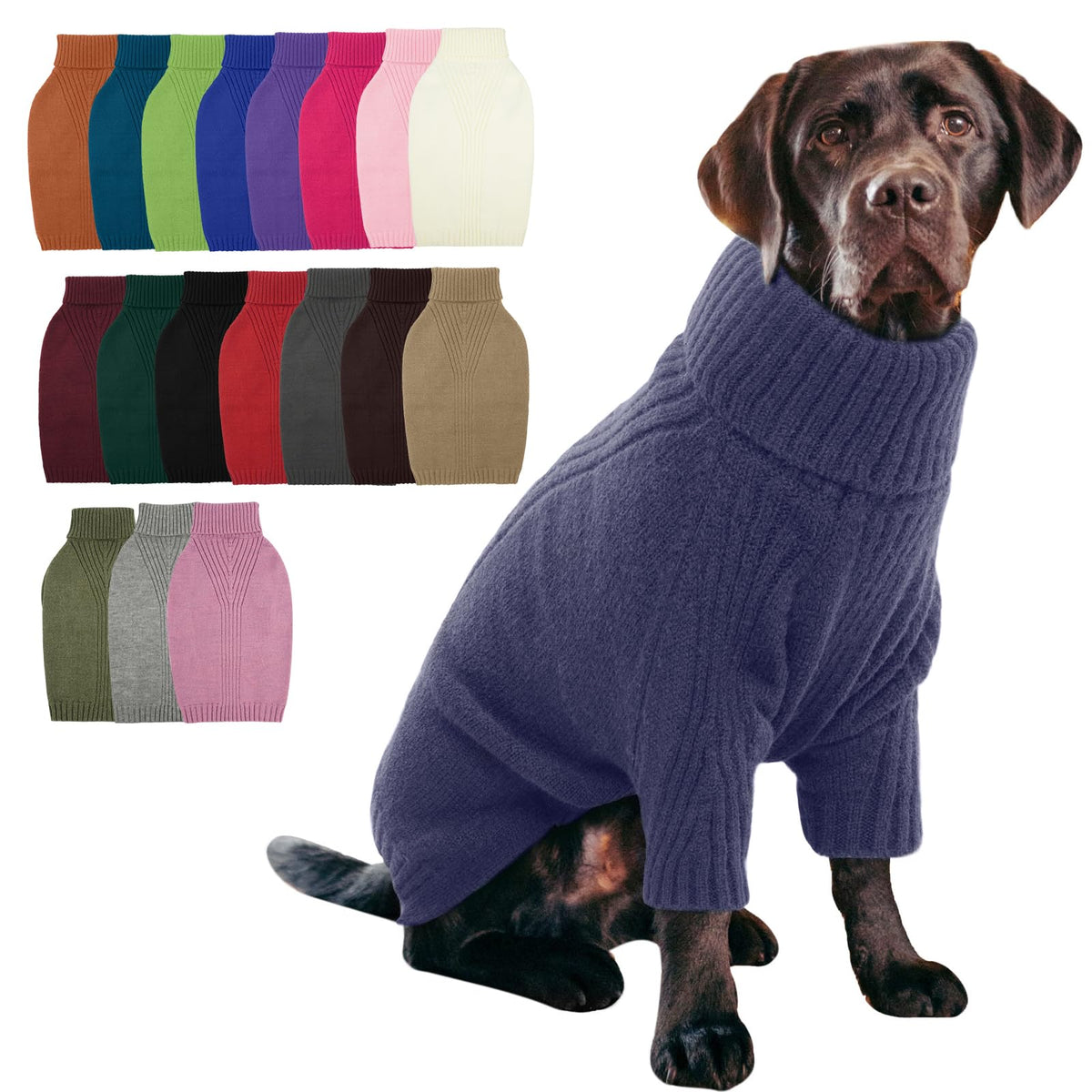 IECOii Dog Sweater,Thermal Knitted Dog Sweaters Turtleneck with Sleeve