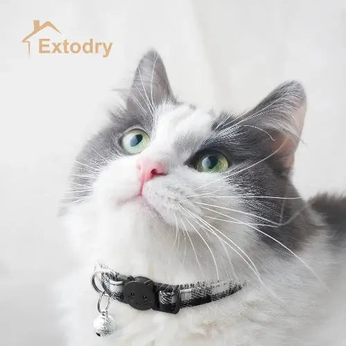 6 Pack Classic Plaid Cat Collars with Bells - Breakaway Kitten Collar and Adjustable 7-12in,Cute Kitty Collar for Girl Boy Cats,Pet Gifts,Accessories,Supplies,Stuff by Extodry