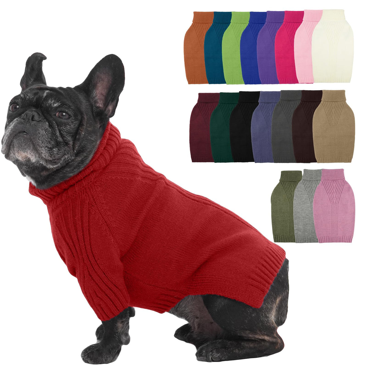 IECOii Dog Sweater,Thermal Knitted Dog Sweaters Turtleneck with Sleeve