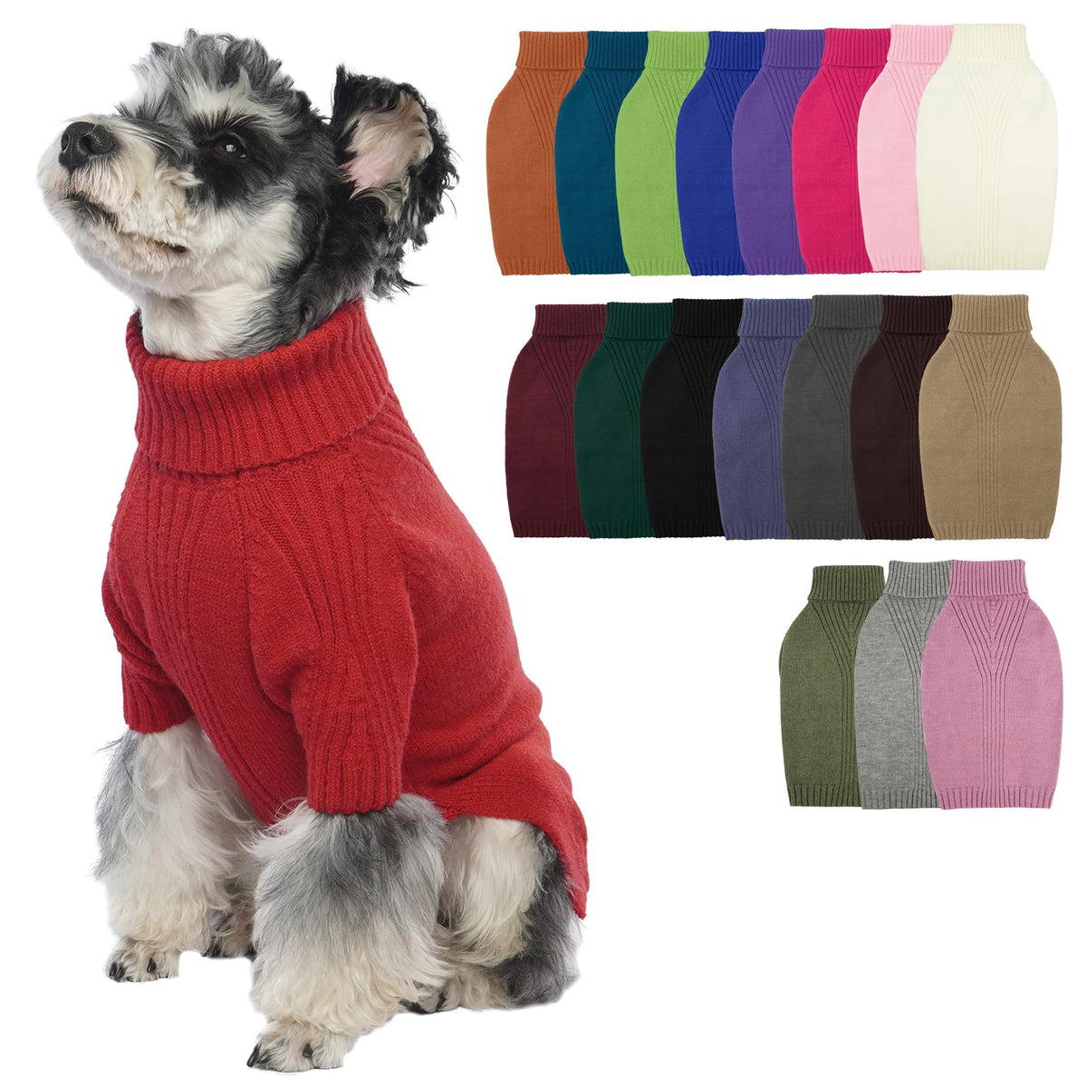 IECOii Dog Sweater,Thermal Knitted Dog Sweaters Turtleneck with Sleeve