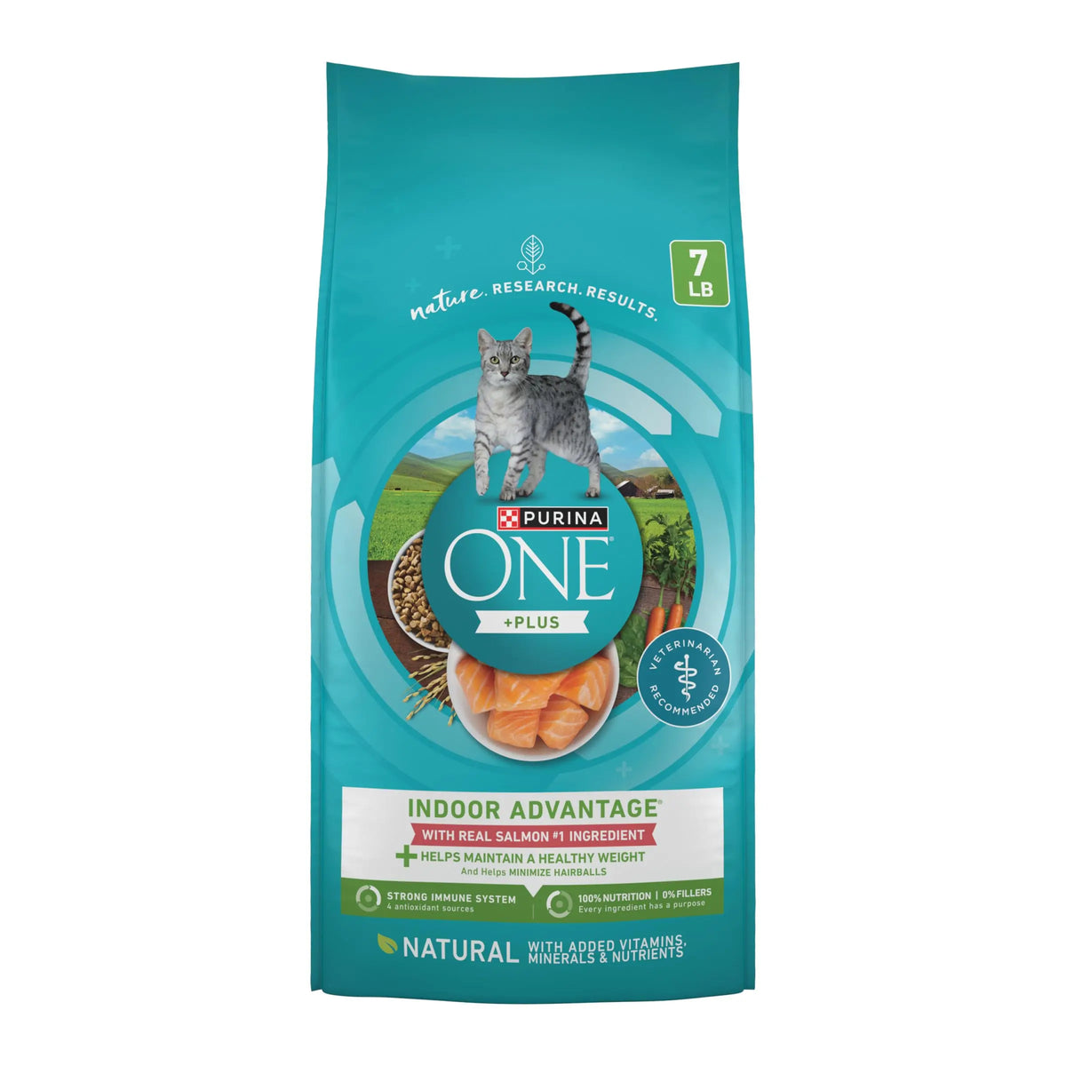 Purina ONE Natural Low Fat, Indoor Dry Weight Control High Protein Cat Food Plus Indoor Advantage with Real Salmon - 16 lb. Bag - FurrBaby Necessities