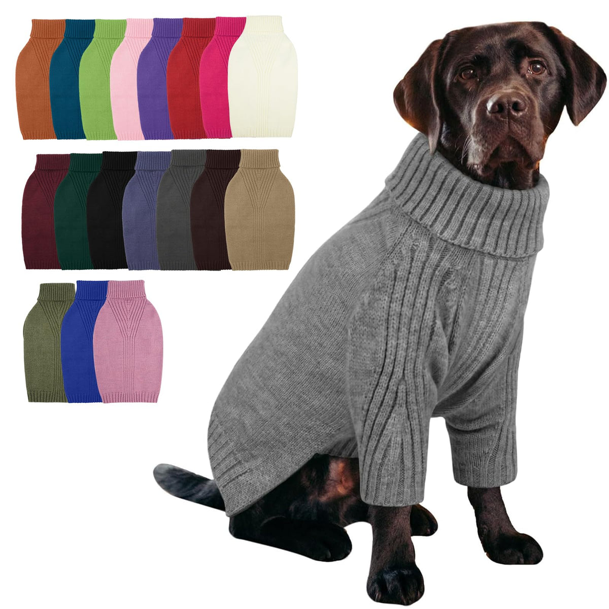 IECOii Dog Sweater,Thermal Knitted Dog Sweaters Turtleneck with Sleeve