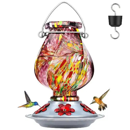 BOLITE Twisted Series Hand Blown Glass Hummingbird Feeders by BOLITE