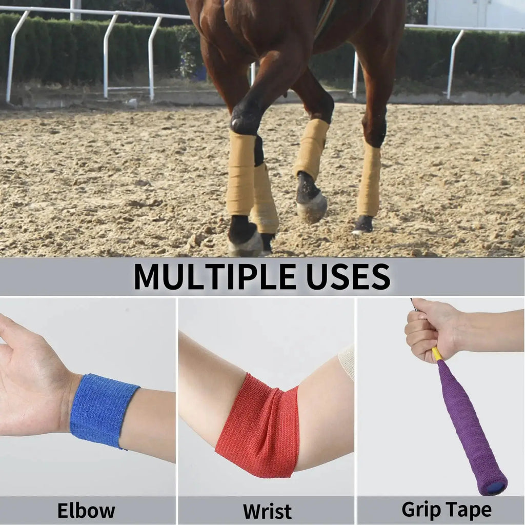 12 Pack Self Adhesive Bandage Wrap Cohesive Bandage Self Adherent Vet Wrap for Dog Pets Elastic Bandage Finger Tape Self Stick Wrap for First Aid Sports Injury Athletic Tape (Mixed Colors) by Sagafly