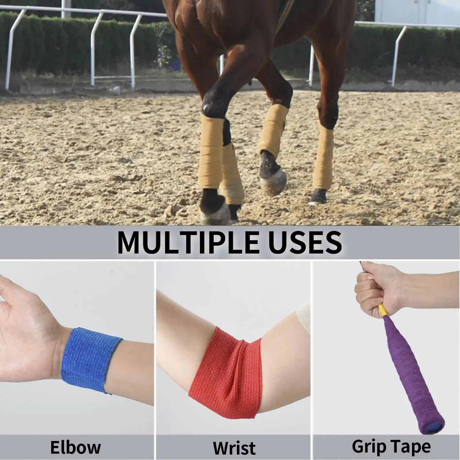 12 Pack Self Adhesive Bandage Wrap Cohesive Bandage Self Adherent Vet Wrap for Dog Pets Elastic Bandage Finger Tape Self Stick Wrap for First Aid Sports Injury Athletic Tape (Mixed Colors) by Sagafly