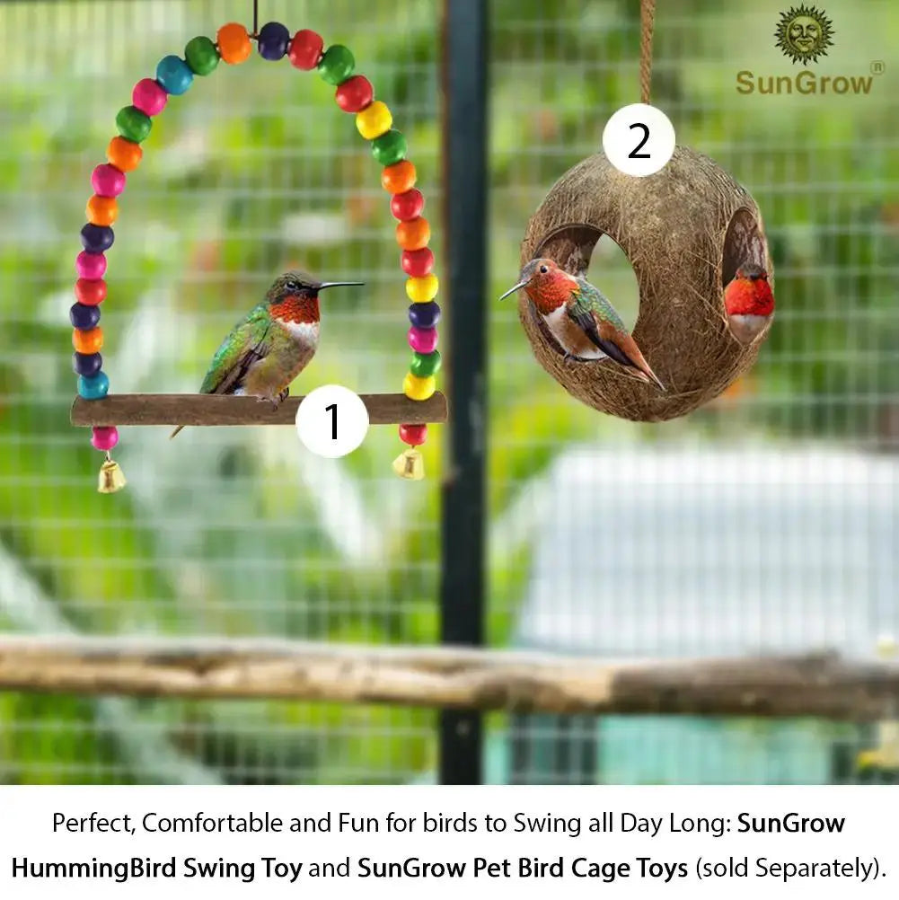 SunGrow Bird Swing and Fun Bundle, Keep Birds from Hatching Plans for World Domination with Joyful Colorful Items for Love Birds, Conures, Cockatiels, Finches, and Parakeets - FurrBaby Necessities