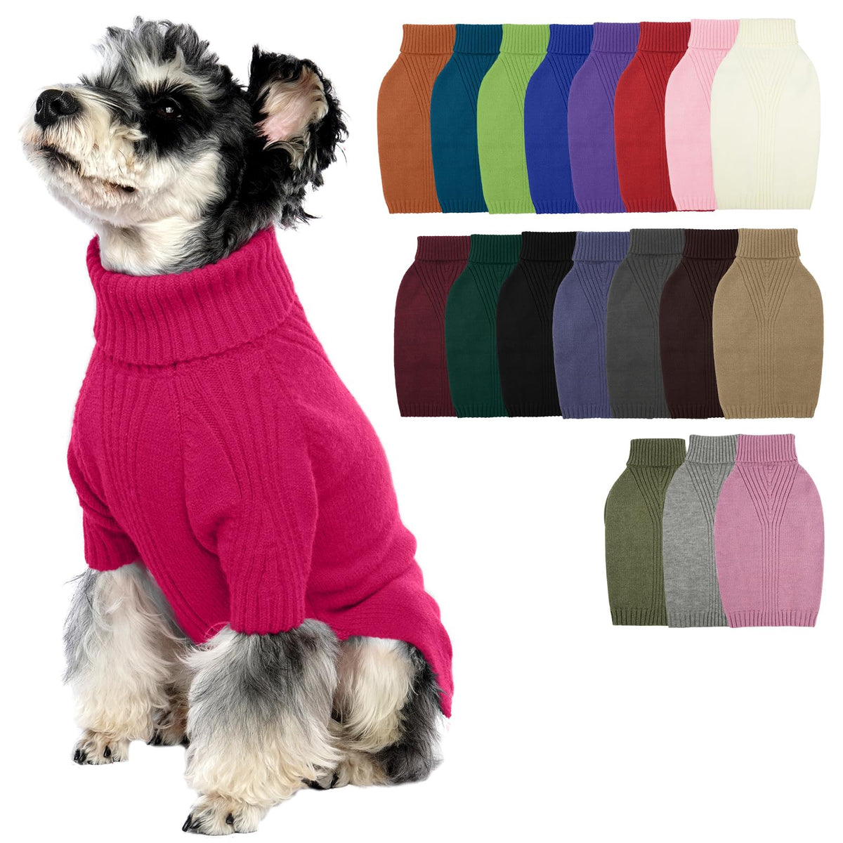 IECOii Dog Sweater,Thermal Knitted Dog Sweaters Turtleneck with Sleeve