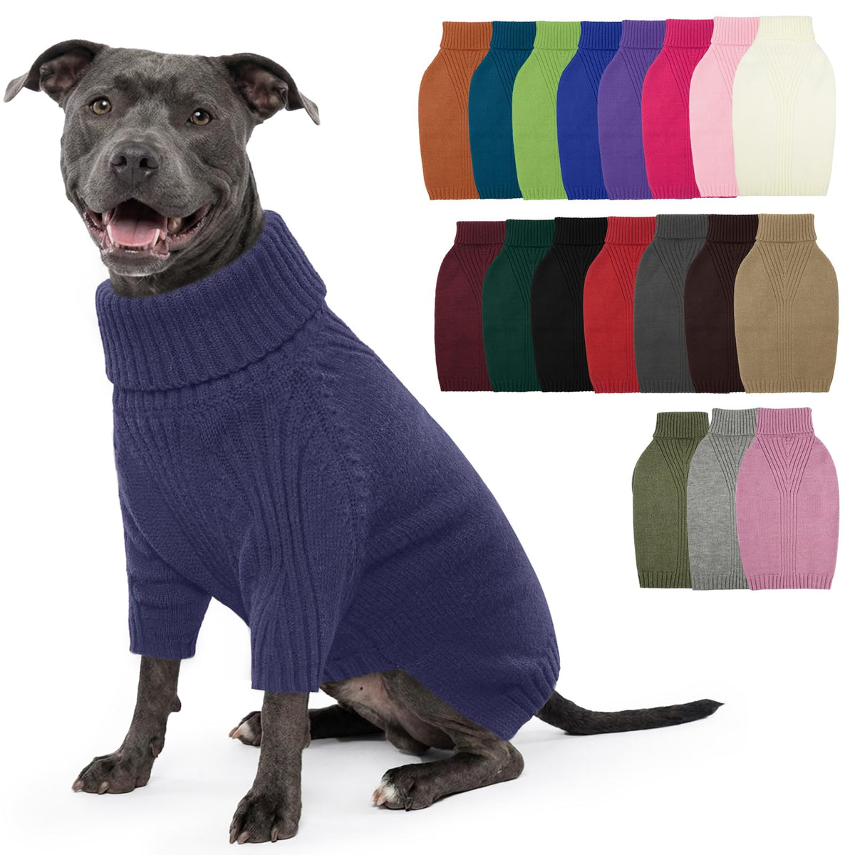 IECOii Dog Sweater,Thermal Knitted Dog Sweaters Turtleneck with Sleeve