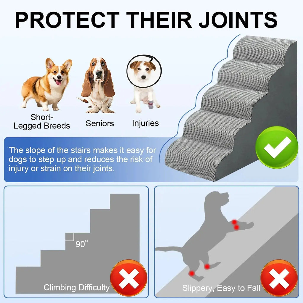 MEJYJEM Dog Stairs for high Beds 28.7” H, 5 Step Pet Ramp for Large Dogs by MEJYJEM
