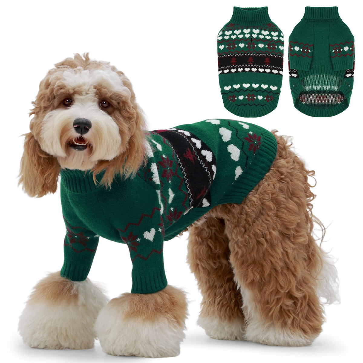 IECOii Dog Sweater,Thermal Knitted Dog Sweaters Turtleneck with Sleeve
