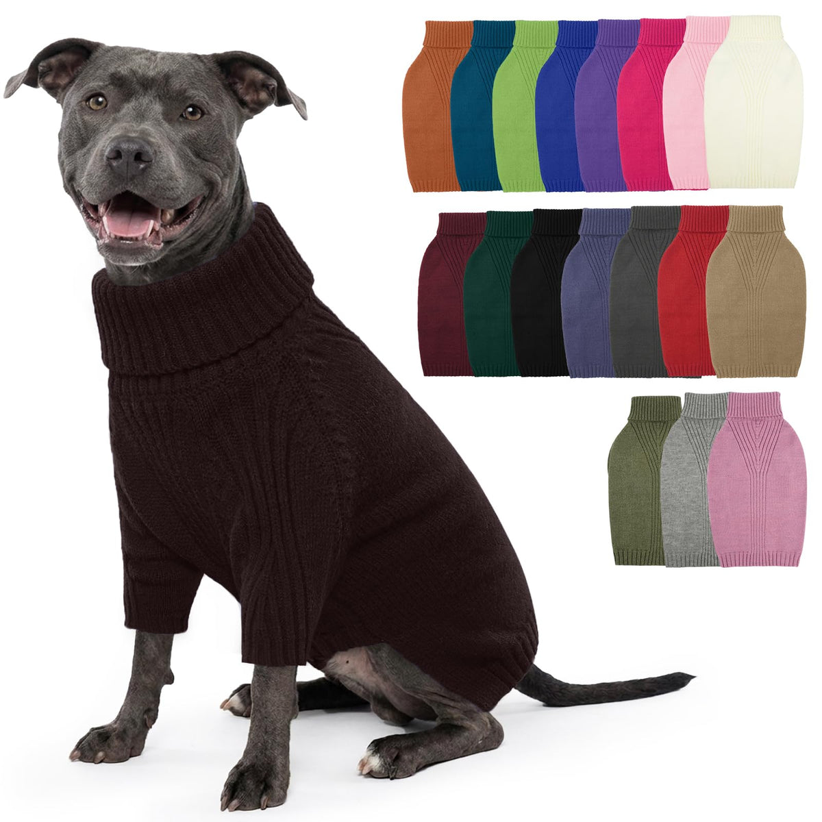 IECOii Dog Sweater,Thermal Knitted Dog Sweaters Turtleneck with Sleeve