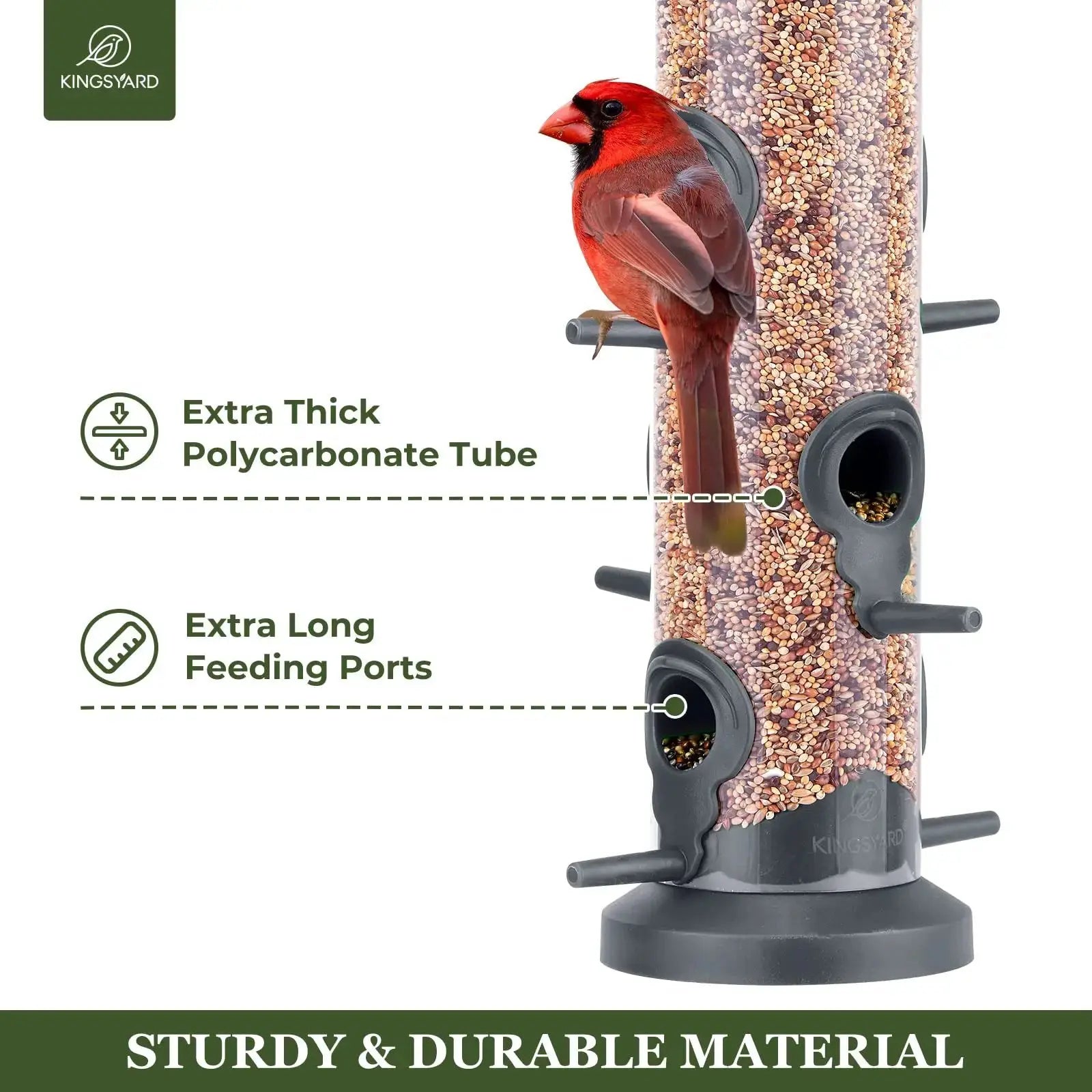 Kingsyard 2 Pack Tube Bird Feeders for Outdoors Hanging, Premium Hard Plastic Bird Feeder with 6 Feeding Ports by Kingsyard