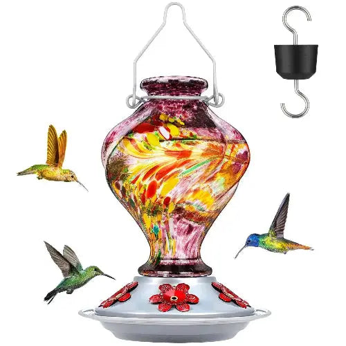 BOLITE Twisted Series Hand Blown Glass Hummingbird Feeders by BOLITE