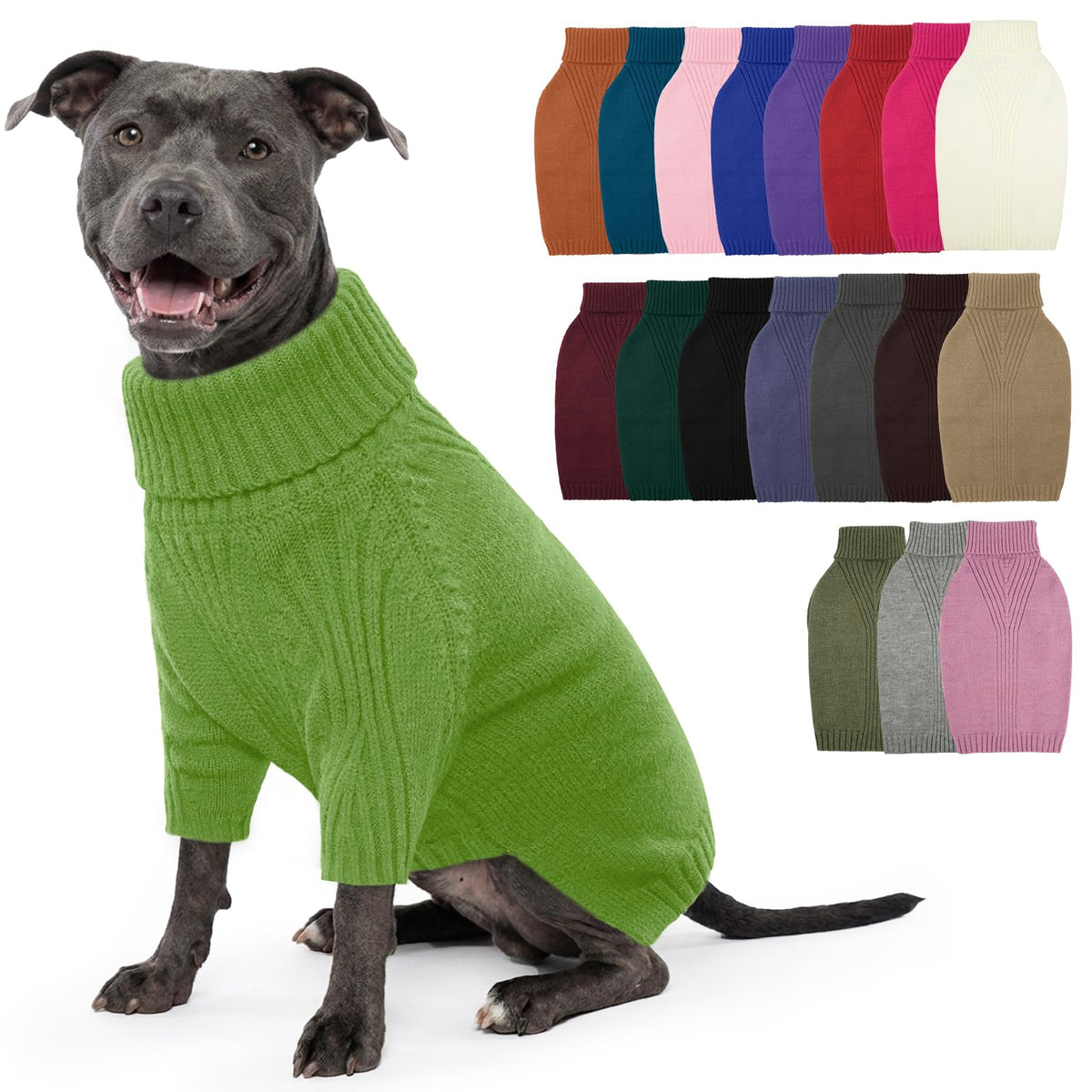 IECOii Dog Sweater,Thermal Knitted Dog Sweaters Turtleneck with Sleeve