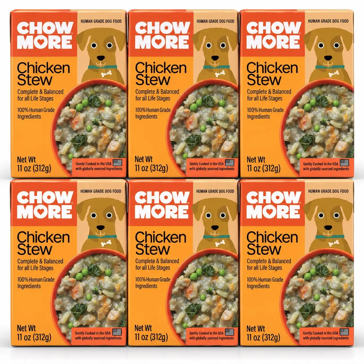 ChowMore Human Grade Wet Dog Food, Gently Cooked Shelf Stable Dog Food, Complete Meal or Kibble Topper, Complete & Balanced for All Life Stages, 11 oz Cartons - FurrBaby Necessities