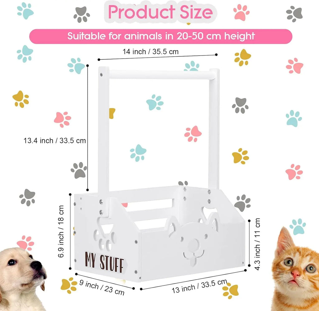 Dog Storage Organizer Wooden Closet Toy Bin Clothes Rack Hangers Pink/White Wags & Whiskers Pet Supply