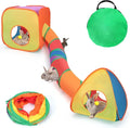 Rabbit Tunnel Toy Collapsible Play Tube Cube Set for Small Pets by Wags & Whiskers Pet Supply