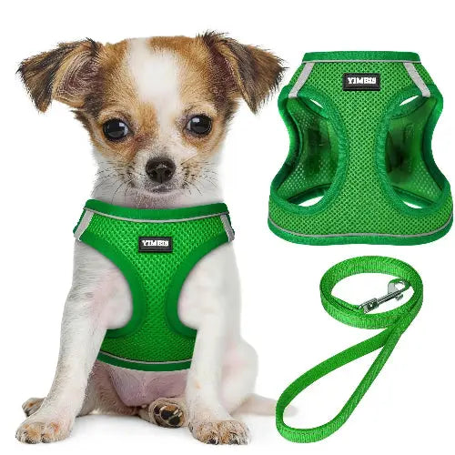 No Pull Dog Puppy Harness and Leash Set Reflective Mesh Vest XX-Small by YIMEIS