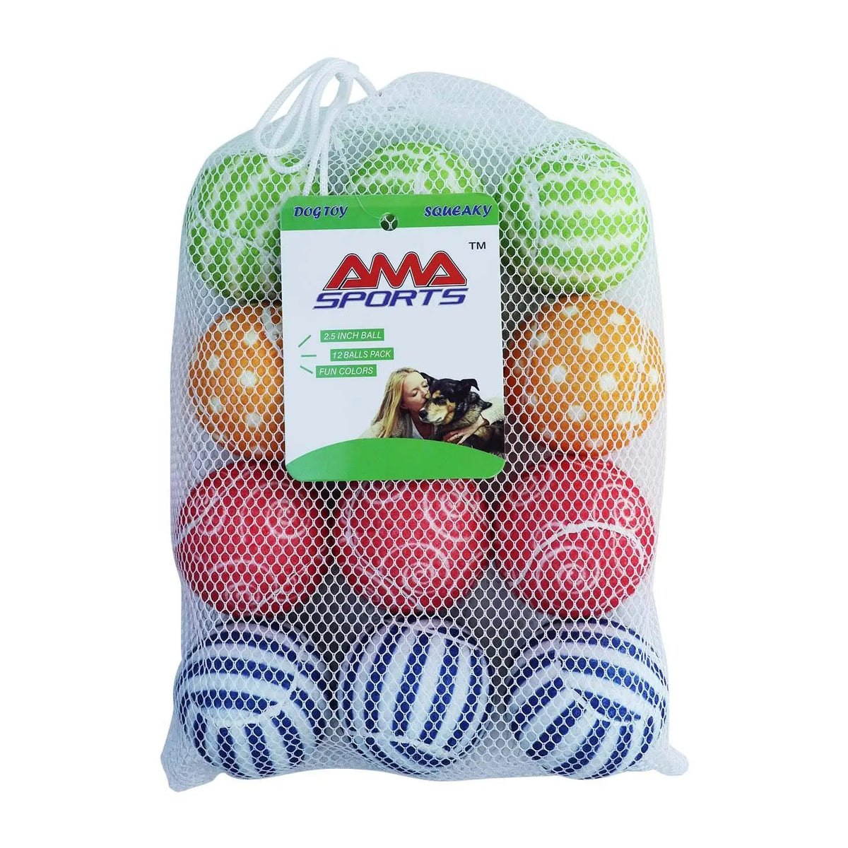 AMA SPORT Dog Tennis Balls for Dogs to Fetch Tennis Balls for Puppy Small Medium Dogs with Mesh Bag, Designed for Dog Floating, Water-Hunting, Fun Playing, Daily Exercise, mid-air Catching AMA SPORT