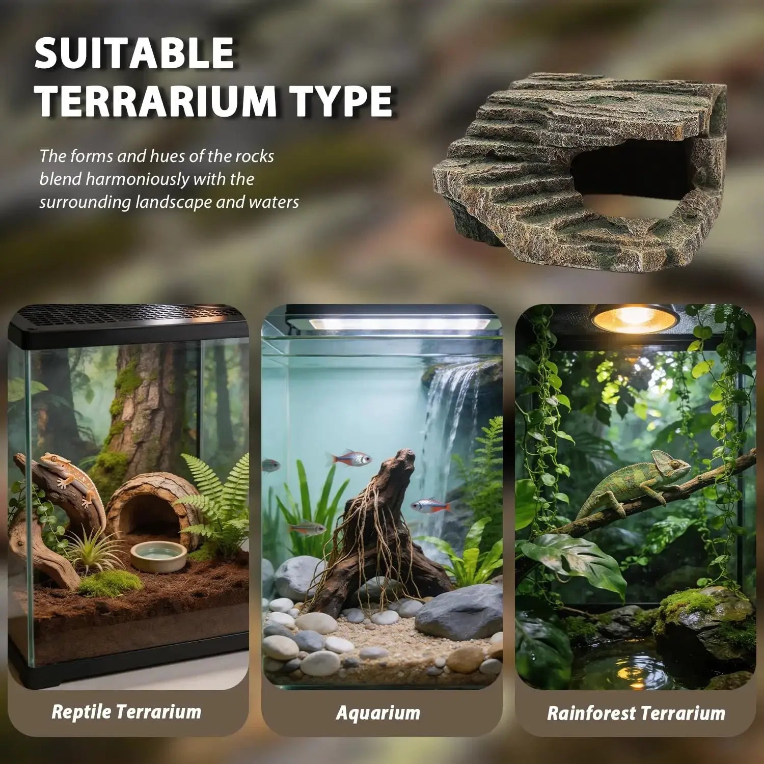 Resin Basking Platform and Reptile Hideout for Terrarium by REPTITRIP