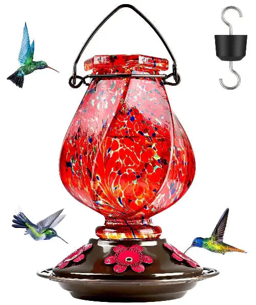 BOLITE Twisted Series Hand Blown Glass Hummingbird Feeders by BOLITE