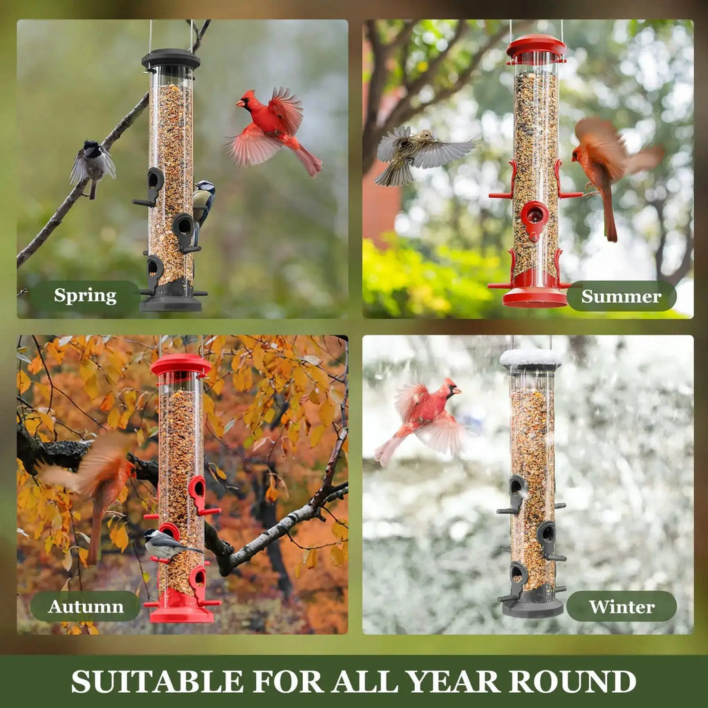 Kingsyard 2 Pack Tube Bird Feeders for Outdoors Hanging, Premium Hard Plastic Bird Feeder with 6 Feeding Ports by Kingsyard