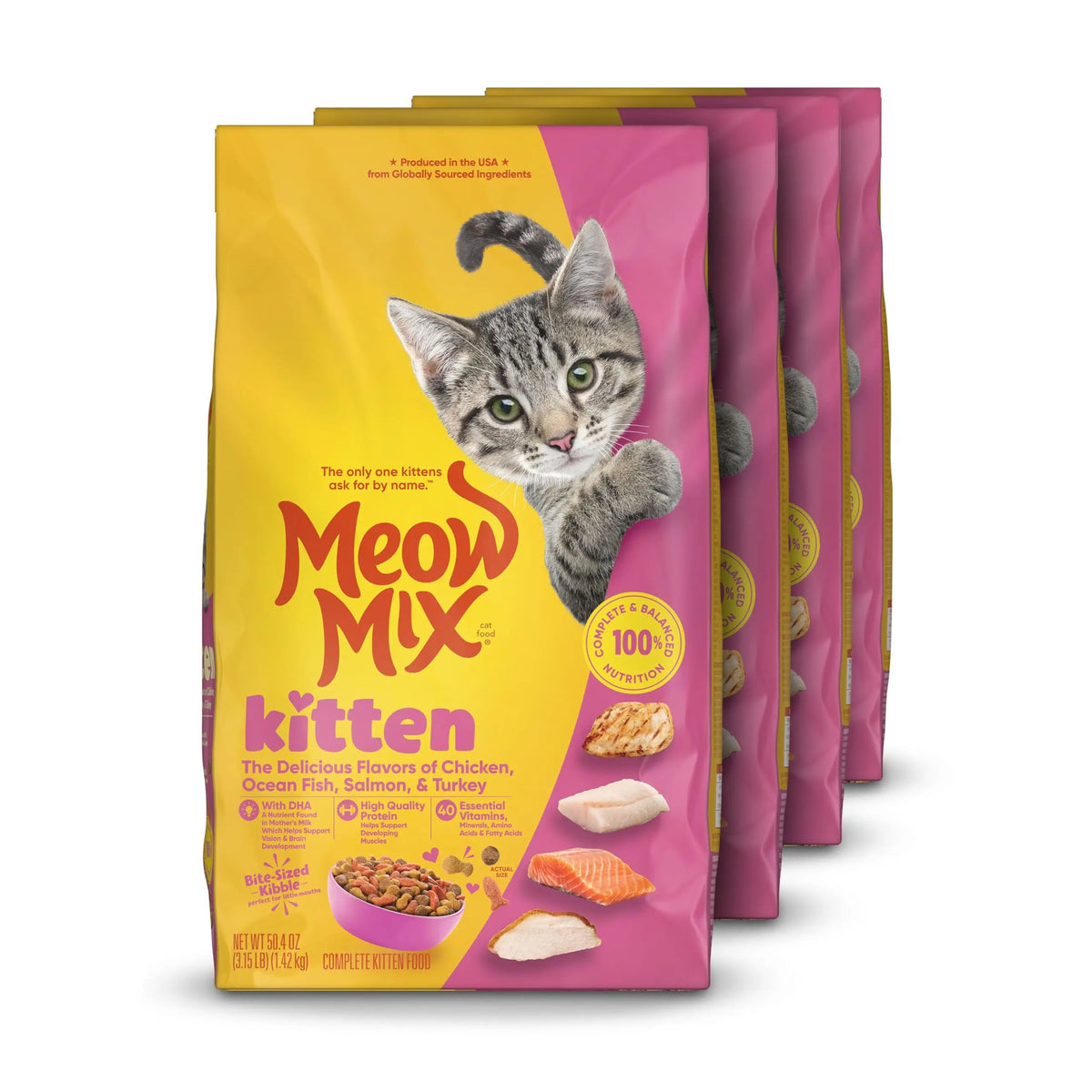 Meow Mix Kitten Li’l Nibbles Dry Cat Food for Kittens, 4 Bags - FurrBaby Necessities