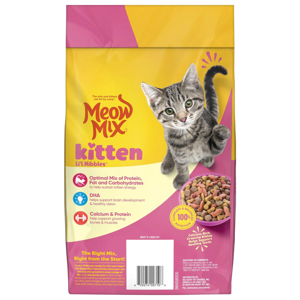 Meow Mix Kitten Li’l Nibbles Dry Cat Food for Kittens, 4 Bags - FurrBaby Necessities
