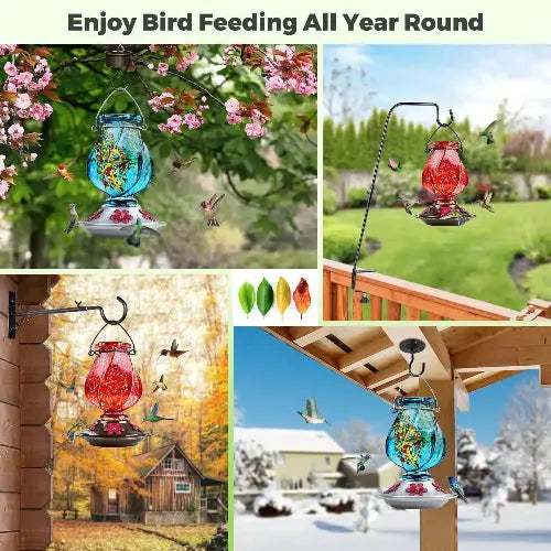 BOLITE Twisted Series Hand Blown Glass Hummingbird Feeders by BOLITE