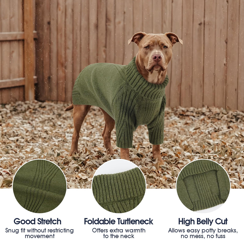 IECOii Dog Sweater,Thermal Knitted Dog Sweaters Turtleneck with Sleeve