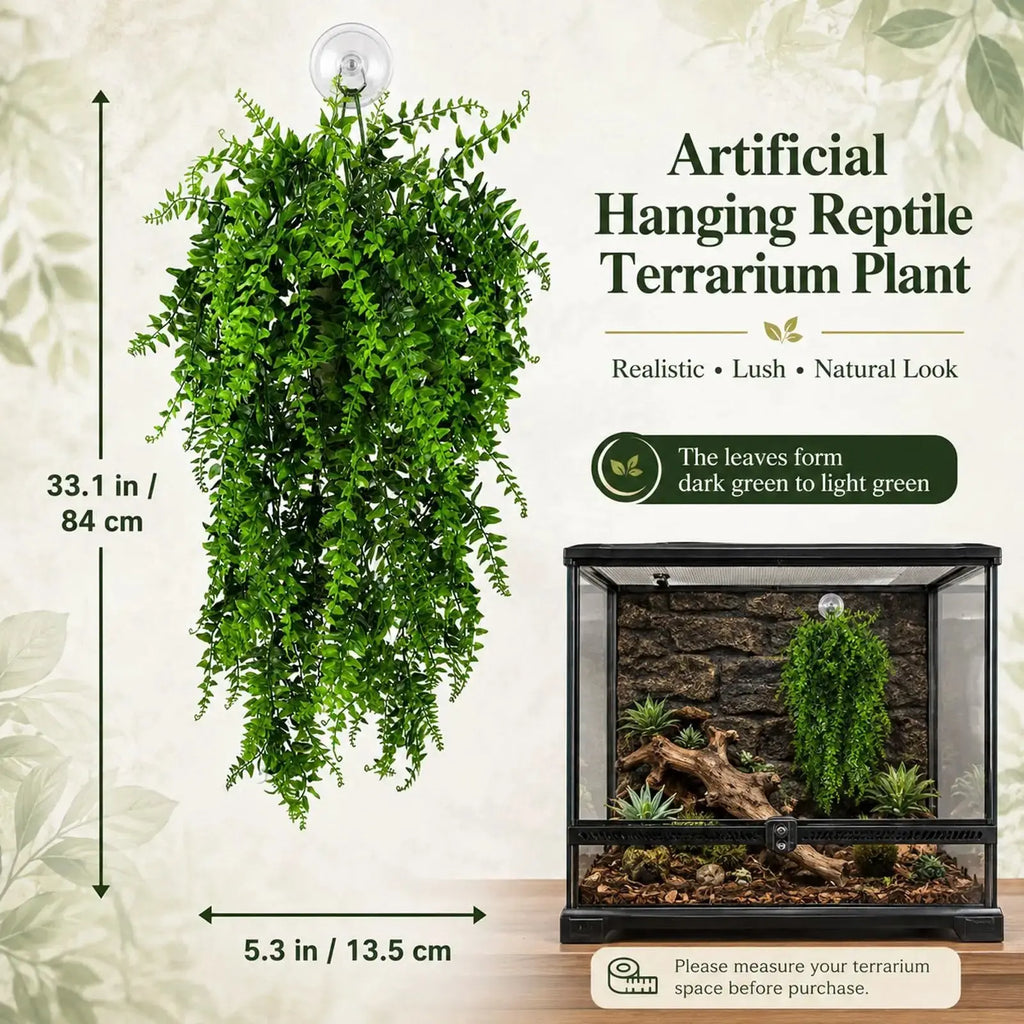 HERCOCCI Reptile Plants, Terrarium Hanging Plants Vines Artificial Leaves Habitat Decorations with Suction Cup for Bearded Dragon Hermit Crab Lizard Snake Geckos Chameleon by HERCOCCI