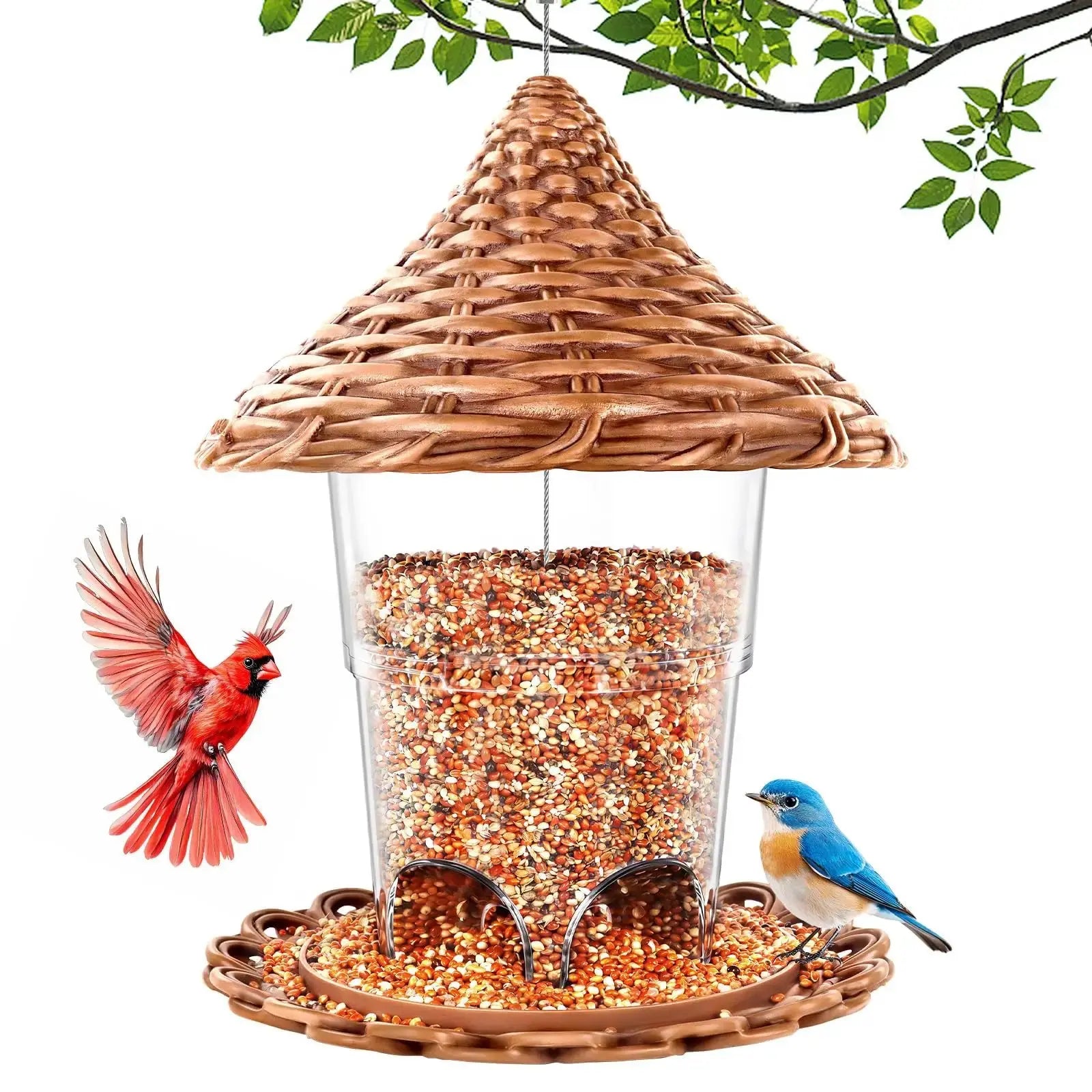 Hanging Bird Feeders for Outdoor, UV-Resistant Durable Plastic, Squirrel Proof Bird Feeder, Tool-Free Install Weatherproof Birdfeeders, Easy Clean/Refill with Drainage Holes for Wild Birds by yyounglinda