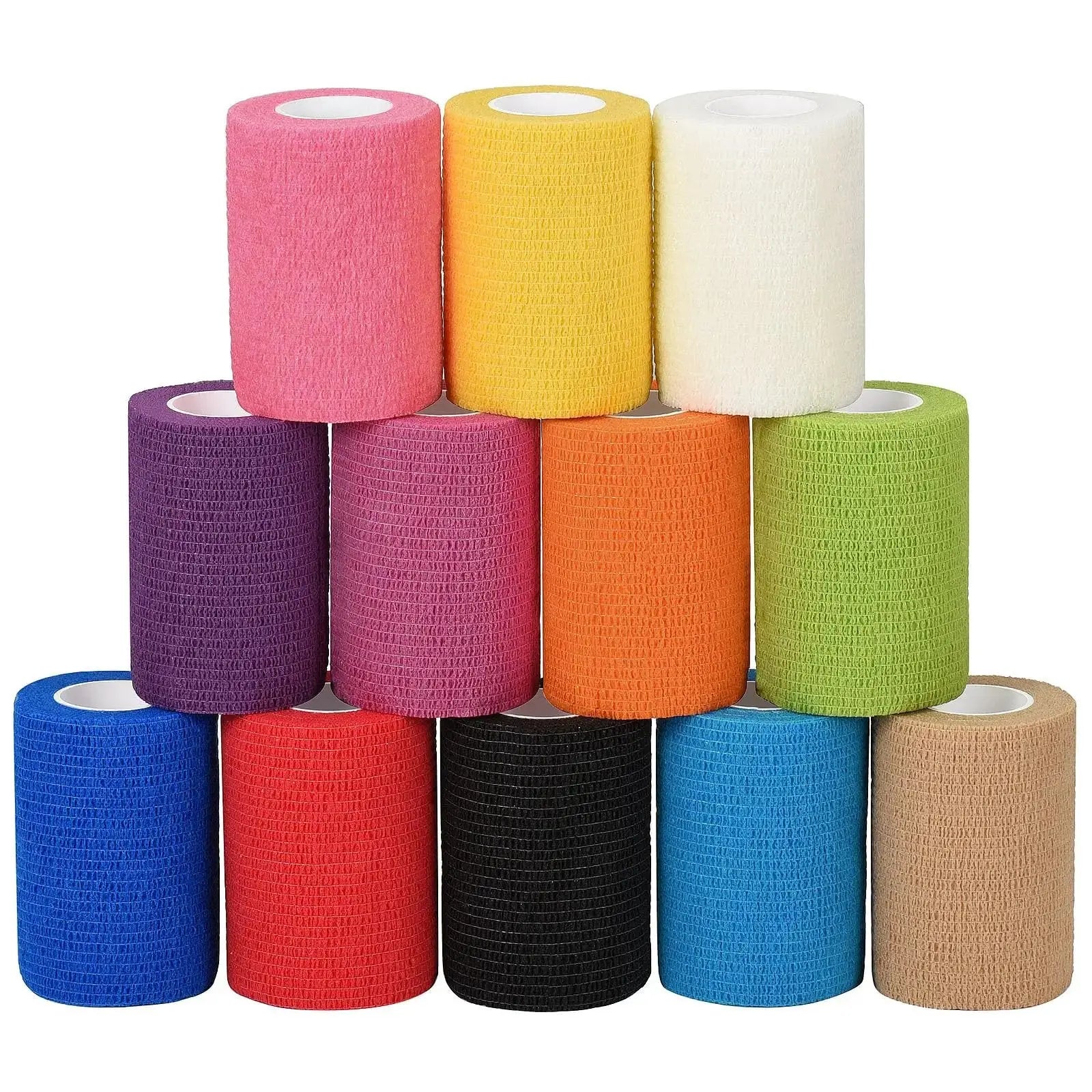 12 Pack Self Adhesive Bandage Wrap Cohesive Bandage Self Adherent Vet Wrap for Dog Pets Elastic Bandage Finger Tape Self Stick Wrap for First Aid Sports Injury Athletic Tape (Mixed Colors) by Sagafly