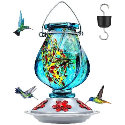 BOLITE Twisted Series Hand Blown Glass Hummingbird Feeders by BOLITE