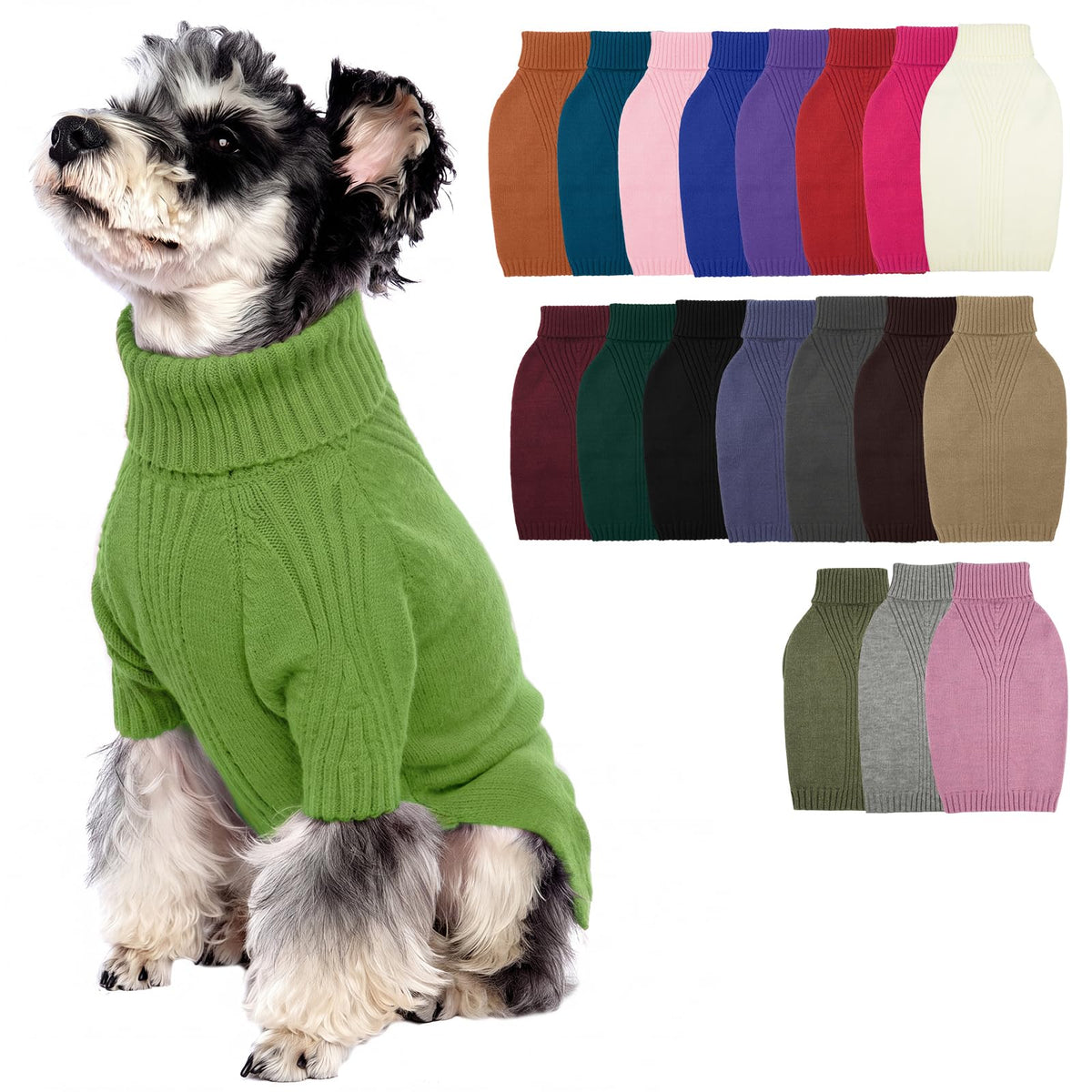 IECOii Dog Sweater,Thermal Knitted Dog Sweaters Turtleneck with Sleeve