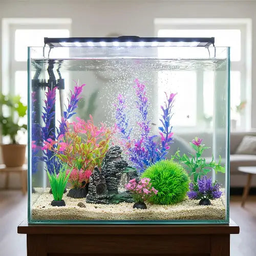 Ameliade Aquarium Artificial Plastic Plants Decorations and Rock Cave Decor Set Goldfish Betta Fish Tank Accessories Small Large Fish Bowl Ornaments by Ameliade